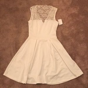 White A-line Party Dress with Lace